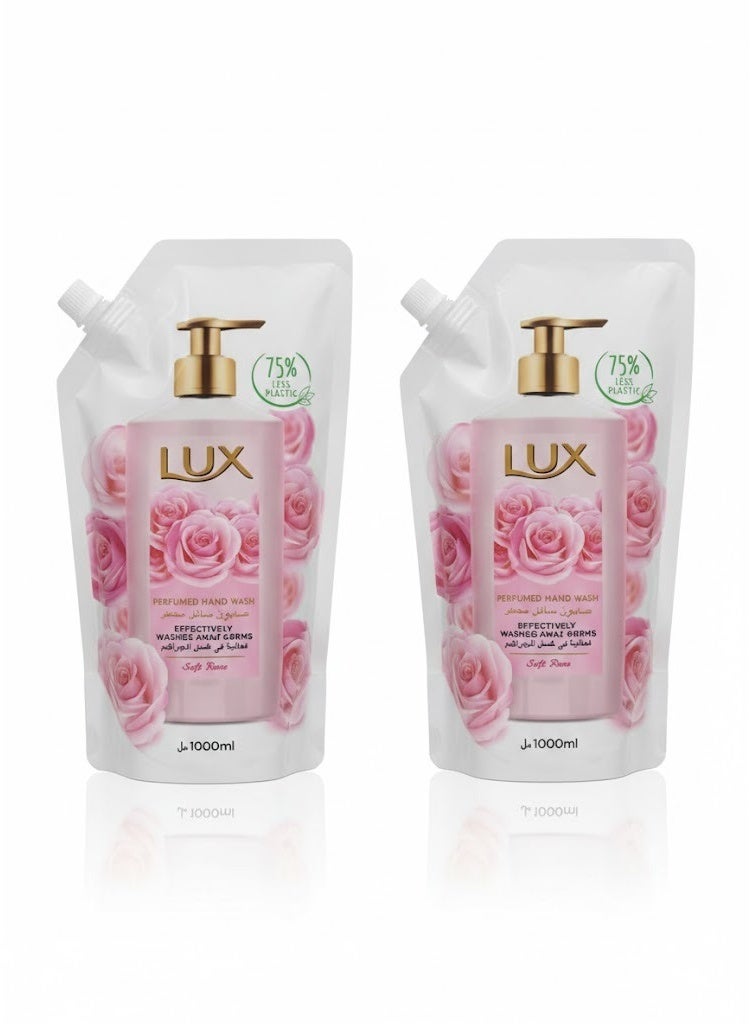 Perfumed Liquid Hand Wash, Soft Rose, with Almond Oil & Glycerin, for Fragrant, Soft and Clean Hands, 1000ml x 2